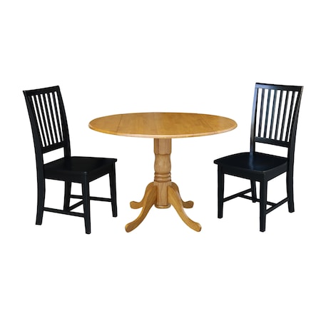 International Concepts 42 in. Dual Drop Leaf Table with 2 Slat Back Dining Chairs - 3 Piece Dining Set K04-42DP-C46-265P